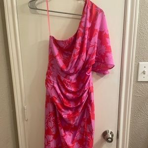 Bright Floral print one shouldered dress